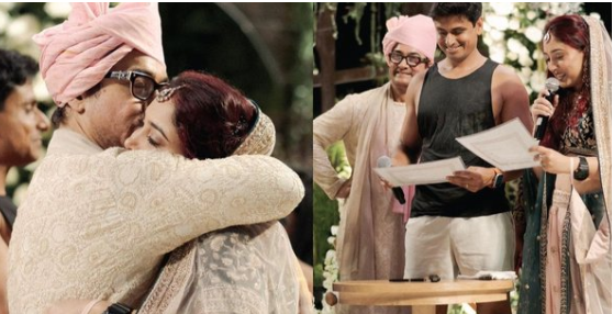 Aamir Khan hugs and kisses daughter Ira Khan on wedding day