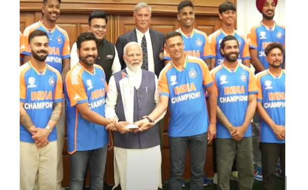 Team India meets Prime Minister Narendra Modi in New Delhi after T20 World Cup triumph